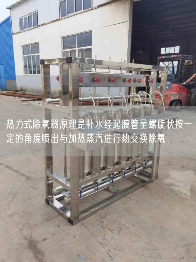 熱力式除氧器原理是補水經(jīng)起膜管呈螺旋狀按一定的角度噴出與加熱蒸汽進行熱交換除氧